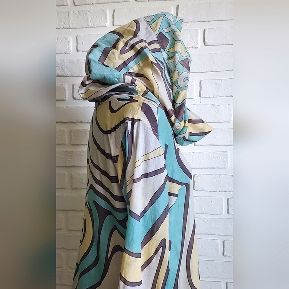 Gretchen Scott Funnel Tunic Top Cowl Neck Blue Bohemian Long Sleeves Size Large - Picture 6 of 12